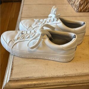 Nautica women’s leather  Classic White Sneakers, in good shape!